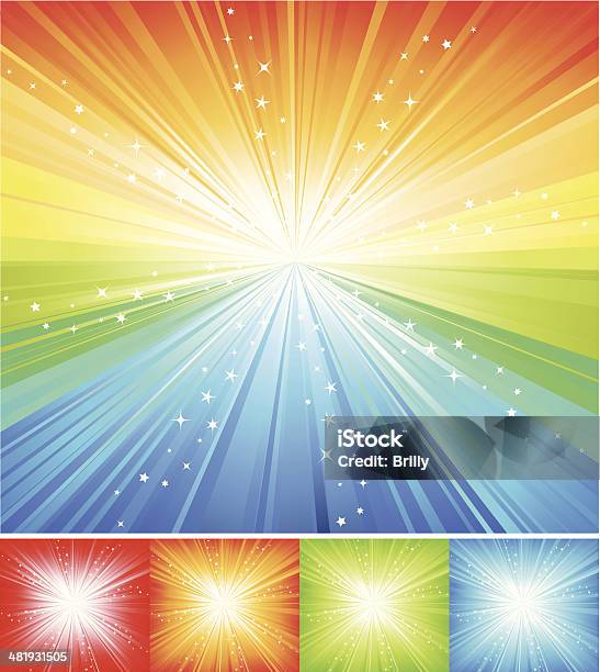 Multicolored Star Burst Stock Illustration - Download Image Now - Backgrounds, Firework Display, Exploding