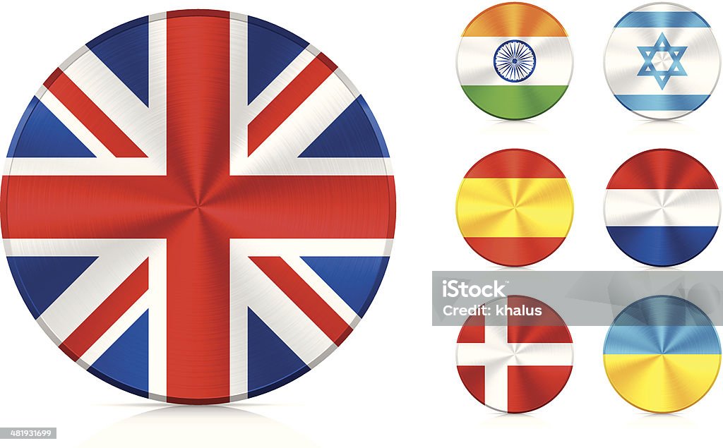 Flags | Aluminium icons set Collection of vector aluminium flag icons. Very detailed illustration.  British Flag stock vector