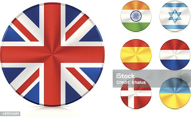 Flags Aluminium Icons Set Stock Illustration - Download Image Now - British Flag, Futuristic, Abstract