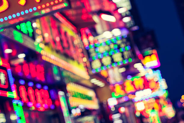 istock Defocused Store Signs at Night in Hong Kong 481931724