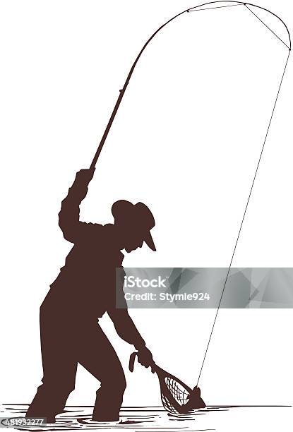 Fisherman Silhouette Stock Illustration - Download Image Now - In Silhouette, Fly-fishing, Fishing