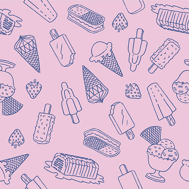 Seamless Gelati Vector illustration of seamless pattern about the world of Ice Cream. You can change the color of the background or the elements as you wish. ice patterns stock illustrations