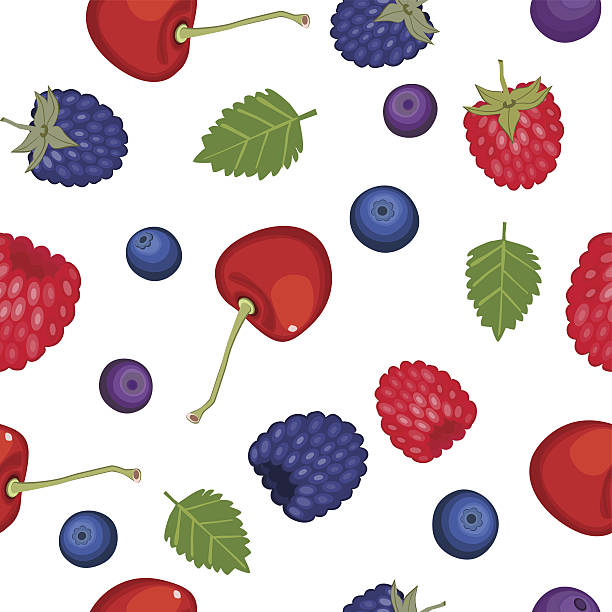 illustrations, cliparts, dessins animés et icônes de berry fond sans couture - raspberry berry fruit fruit backgrounds