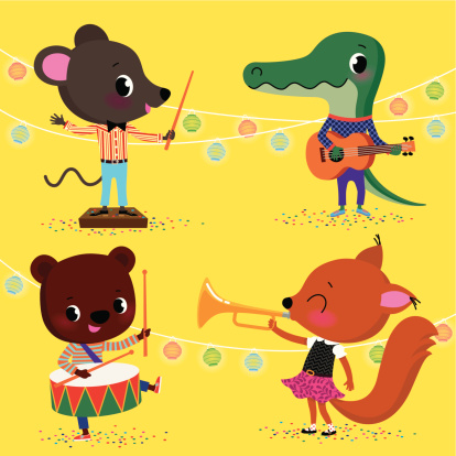 Young Animals with Music Instruments.