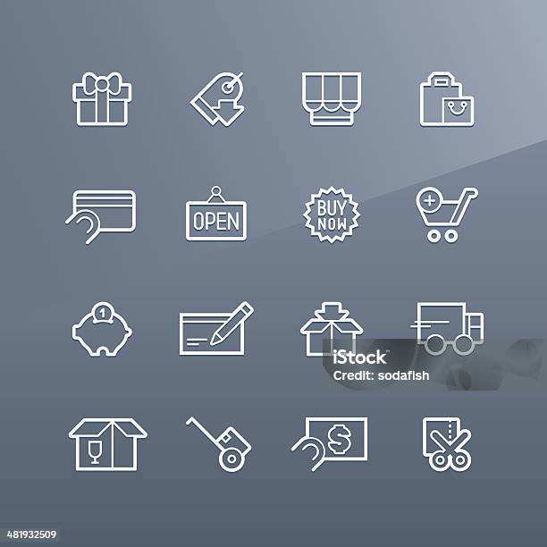 Shopping Icons Linea Series Stock Illustration - Download Image Now - Bag, Retail, Box - Container