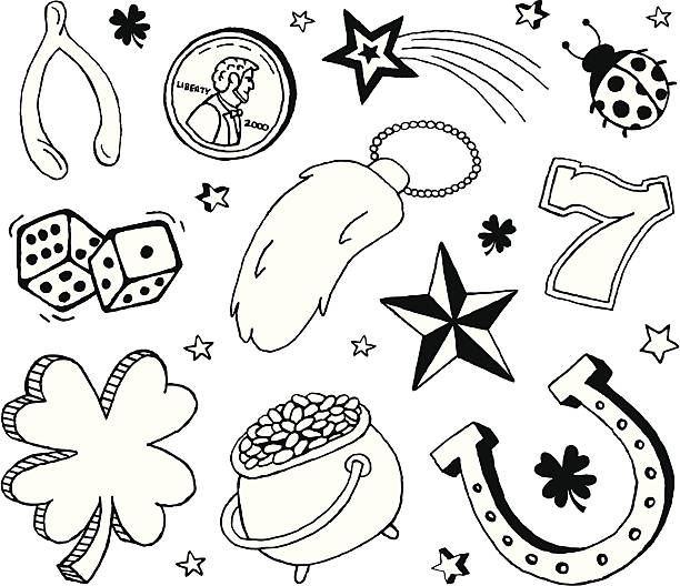 Luck Doodles A doodle page of good luck symbols. luck illustrations stock illustrations
