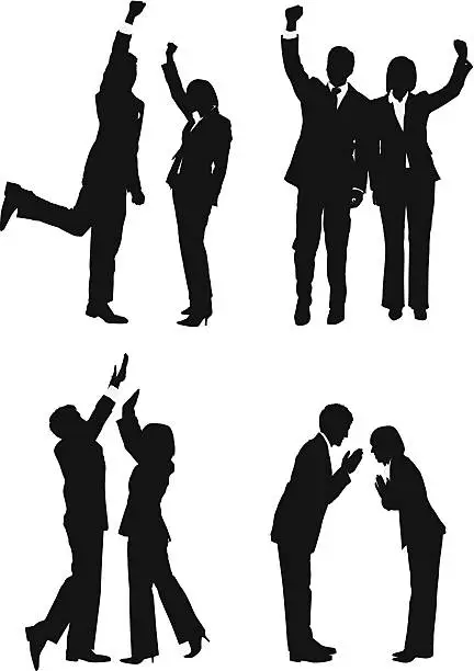 Vector illustration of Business couples cheering