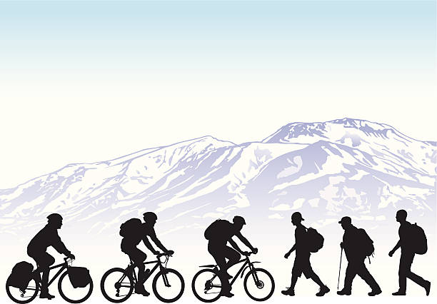 сами - mountain biking silhouette cycling bicycle stock illustrations