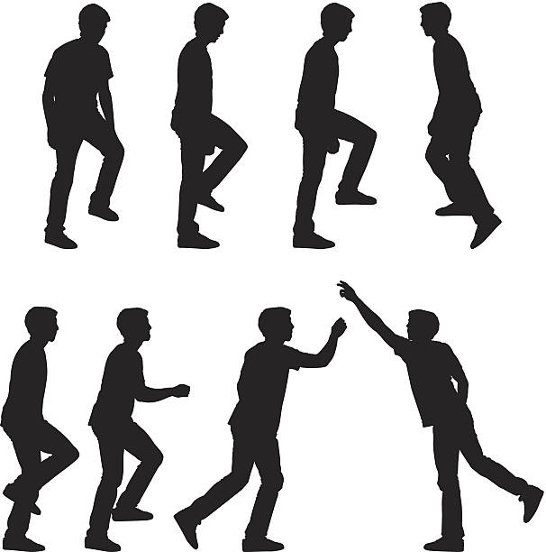Silhouette of a man in different poses Silhouette of a man in different poseshttp://www.twodozendesign.info/i/1.png outline silhouette black and white adults only stock illustrations