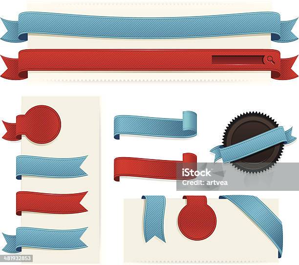 Elementi Web - Immagini vettoriali stock e altre immagini di Cucitura visibile - Cucitura visibile, Nastro, Rettangolo