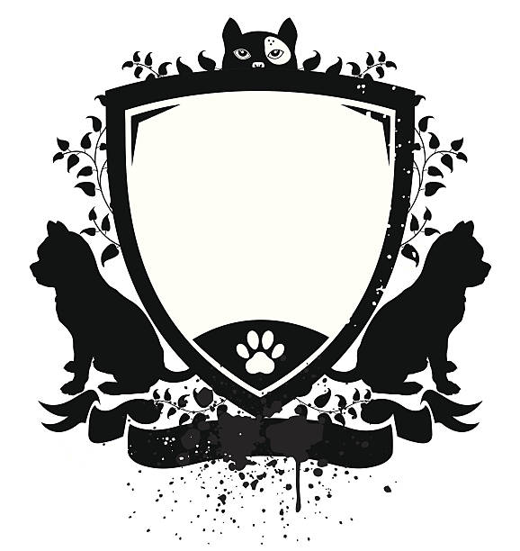 ilustrações de stock, clip art, desenhos animados e ícones de escudo de cão - paw print paw shield vector