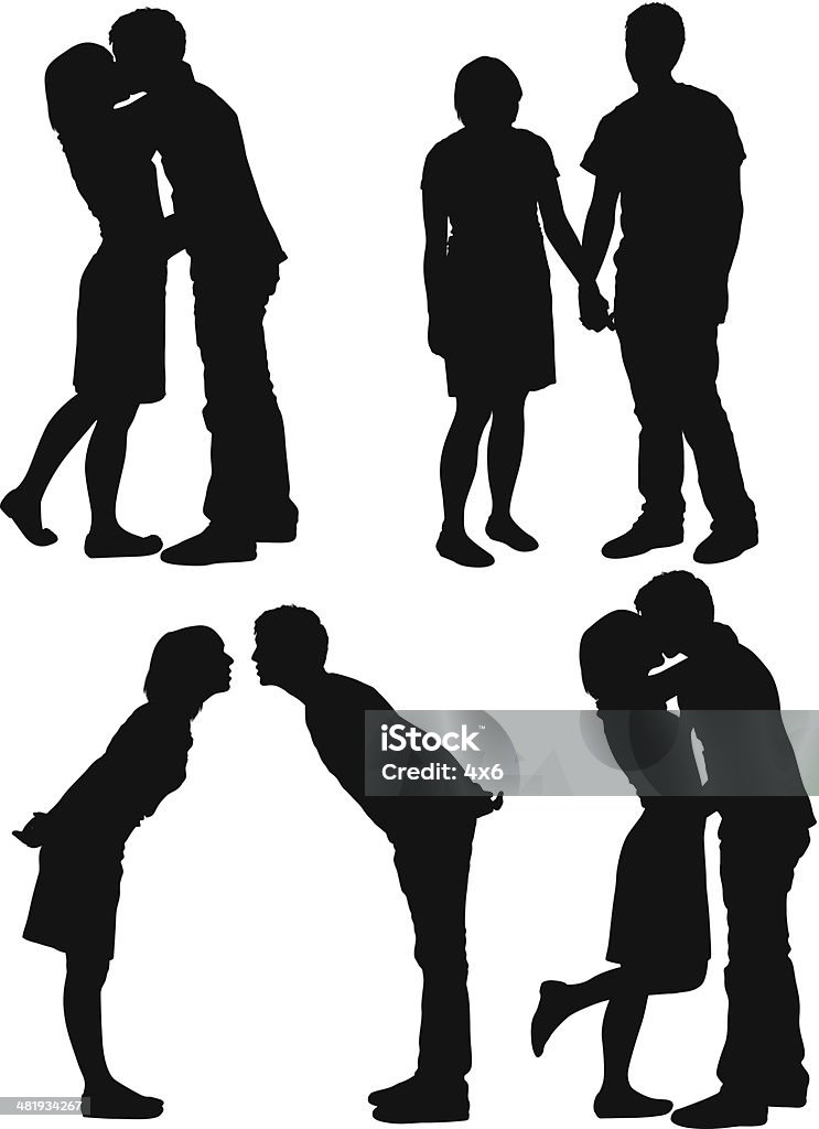 couple romantique - clipart vectoriel de Silhouette - Contre-jour libre de droits