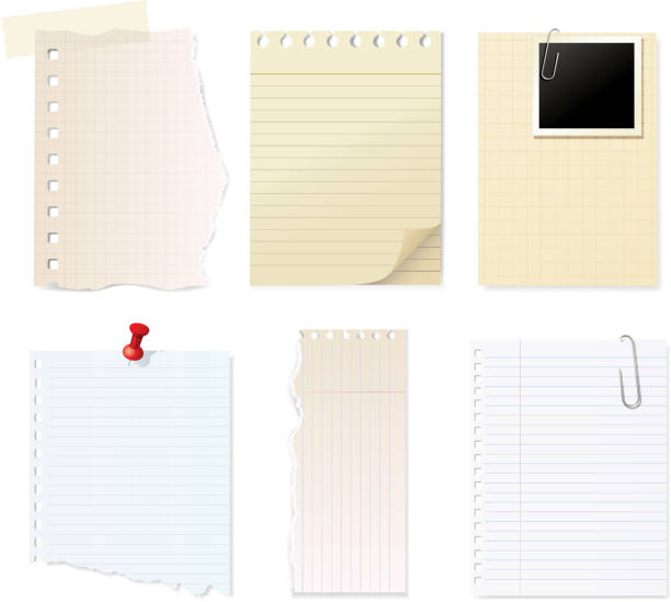 блокнот collection - lined paper paper old notebook stock illustrations