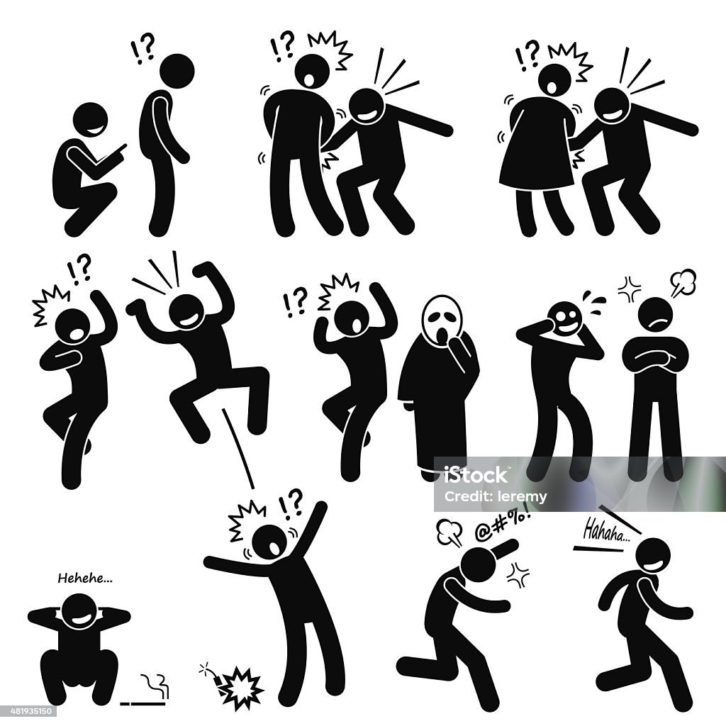 Funny People Prank Playful Actions Stick Figure Pictogram Icons Stock  Illustration - Download Image Now - iStock