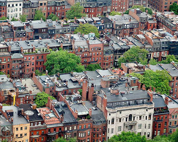 arenaria case - boston back bay residential district brownstone foto e immagini stock