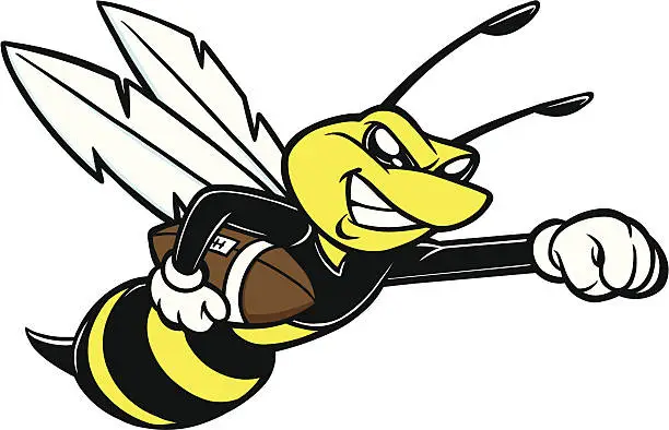 Vector illustration of Bee Football Mascot