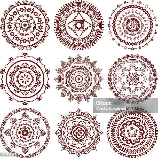 Henna Mehndi Mandalas Stock Vektor Art und mehr Bilder von Mandala - Mandala, Hennatätowierung, Indische Kultur