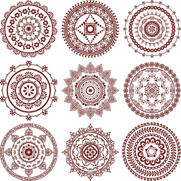 Mehndi (henna) Mandalas vector art illustration