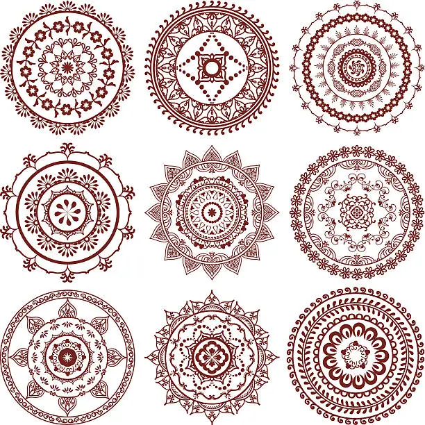 Vector illustration of Mehndi (henna) Mandalas
