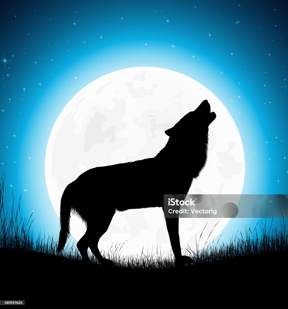 Wolf Howling Moon stock vector