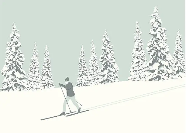 Vector illustration of Cross Country Skier