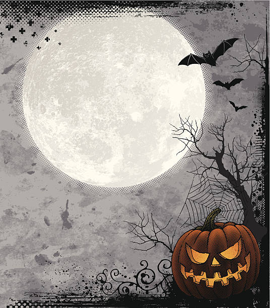 할로윈 배경 풀문 - frame grunge halloween backgrounds stock illustrations