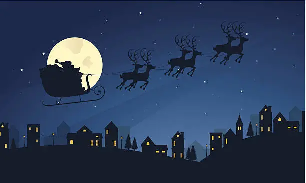 Vector illustration of Santa's Journey