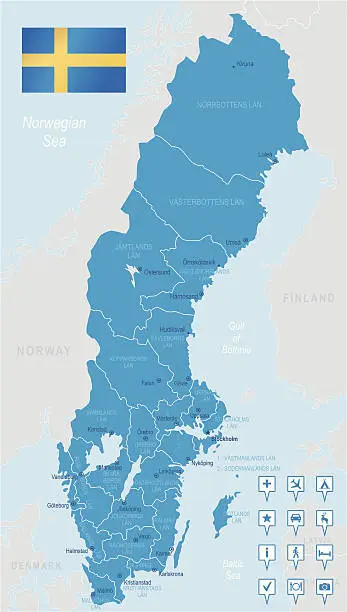 Vector illustration of Sweden - highly detailed map