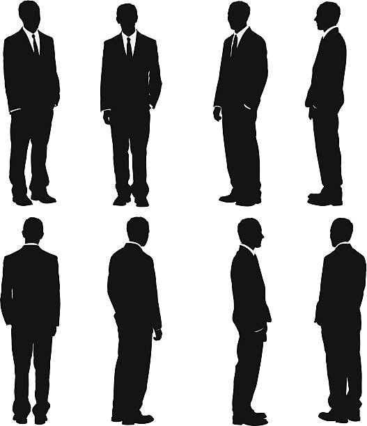 ilustraciones, imágenes clip art, dibujos animados e iconos de stock de hombre de negocios - men inside of suit silhouette