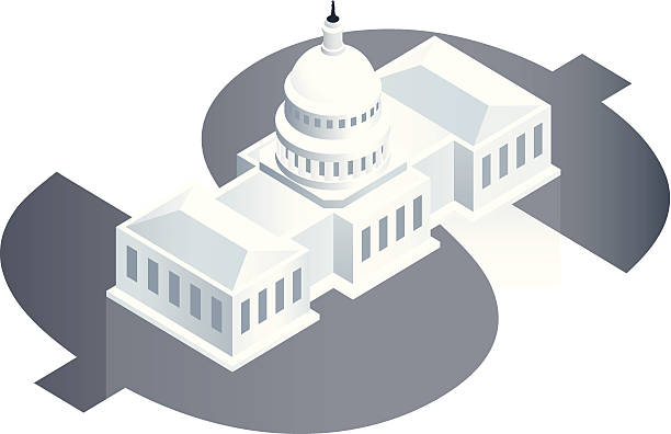 National Debt Illustration Vector Illustration of a simplified United States Capitol Building presented on a large dollar sign. us recession stock illustrations