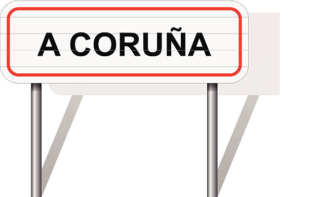 illustrations, cliparts, dessins animés et icônes de bienvenue à la corogne, espagne route signe illustration - road marking road reflector road dividing line