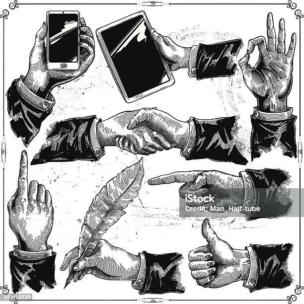 Hands Set Stock Illustration - Download Image Now - Retro Style, Old-fashioned, Illustration