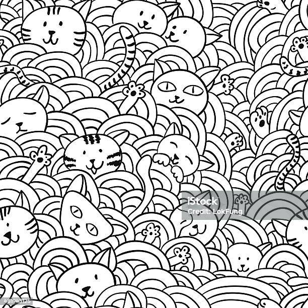 Seamless Background Gatti - Immagini vettoriali stock e altre immagini di Gatto domestico - Gatto domestico, Motivo decorativo, Gattino