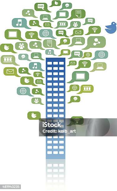Communication Technology Tree Communications Tree Stock Illustration - Download Image Now - Speech ...