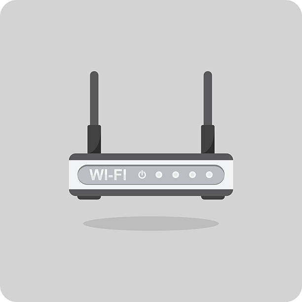 wektor płaski ikony router wifi - cable node switch router stock illustrations