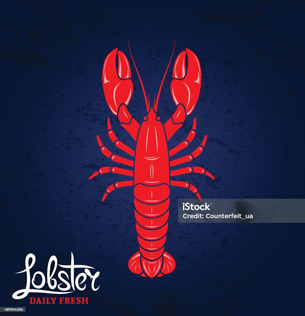 Daily fresh lobster poster design Daily fresh lobster poster template on blue grunge background 2015 stock vector