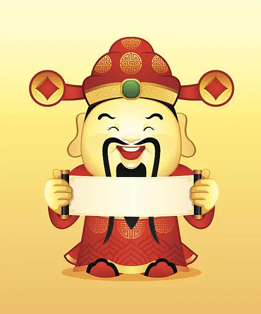 Vector illustration of Chinese Wealth God