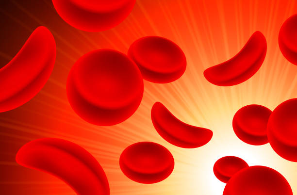 鎌状赤血球レッドのセルで血のストリーム - blood cell formation点のイラスト素材／クリップアート素材／マンガ素材／アイコン素材