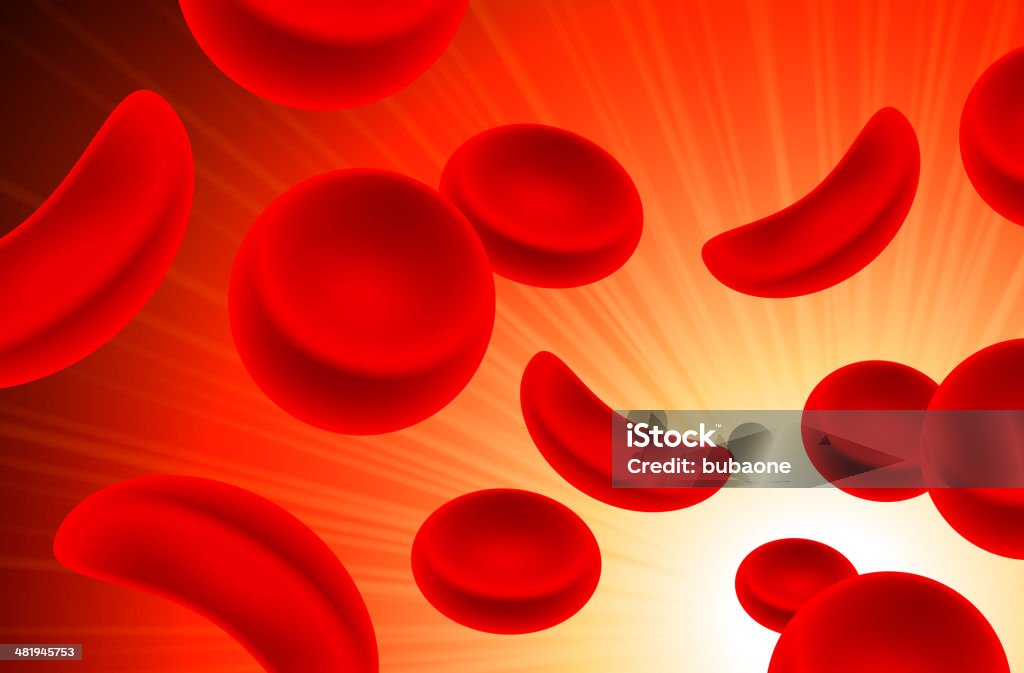 Sickle celular células vermelhas do sangue Stream - Vetor de Anemia Falciforme royalty-free