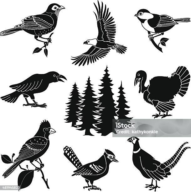 Woodland Oiseaux Vecteurs libres de droits et plus d'images vectorielles de Icône - Icône, Rouge-gorge, Cardinal - Oiseau