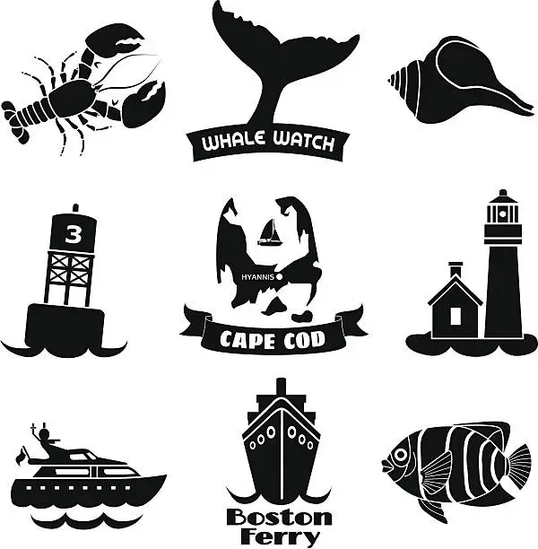 Vector illustration of Cape Cod icons