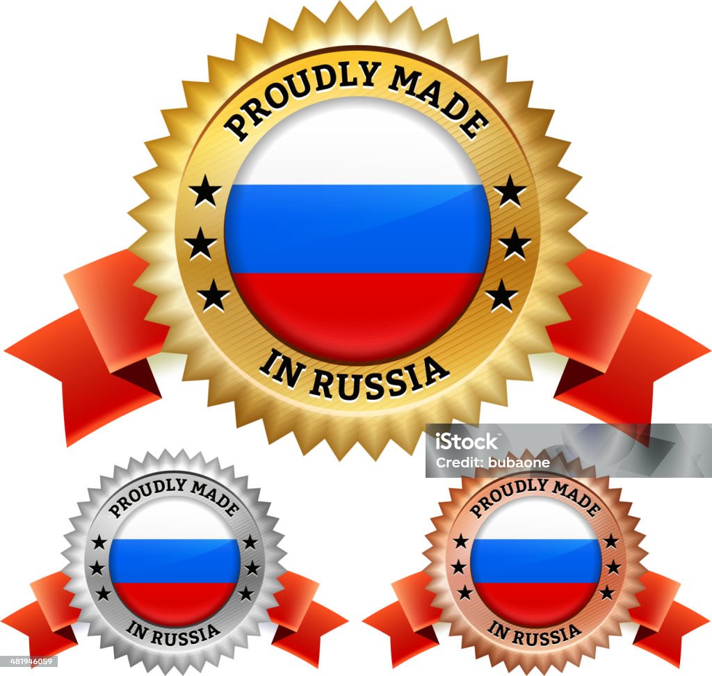 Fabriqué en Russie Badge Ensemble d'icônes vectorielles libres de droits - clipart vectoriel de Fédération de Russie libre de droits