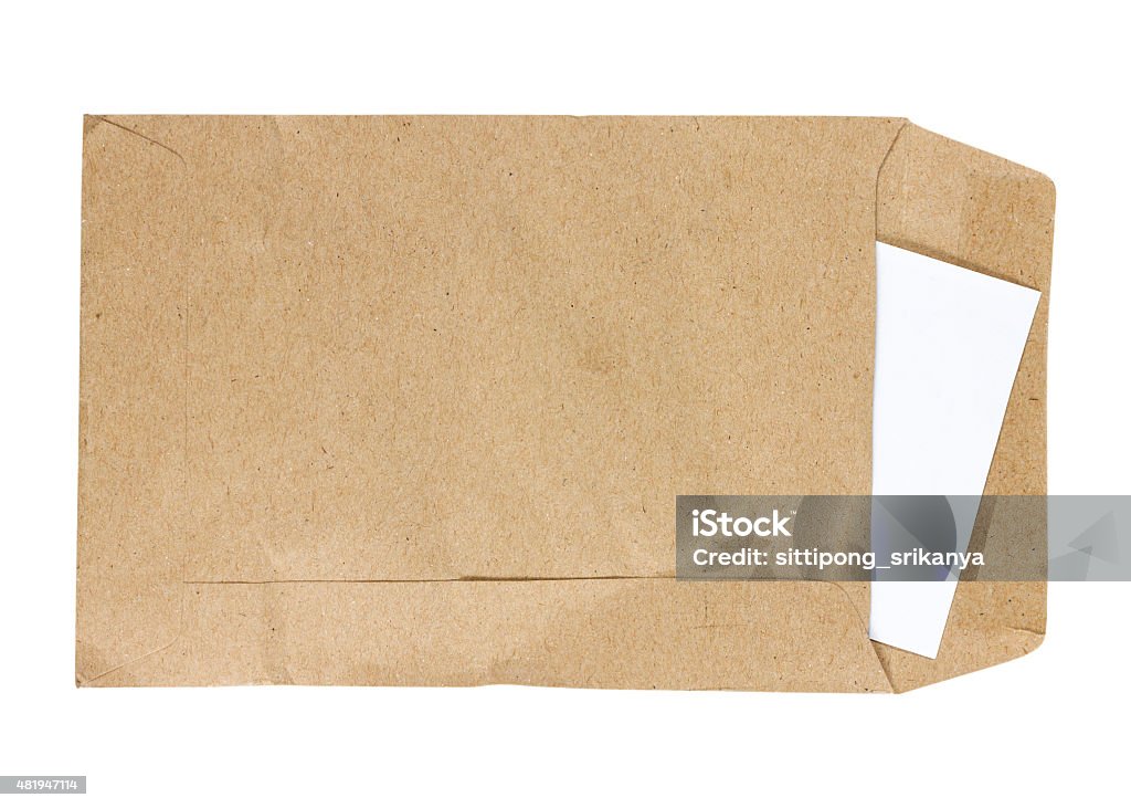 Brown Envelope document with paper isolated on white background 2015 Stock Photo
