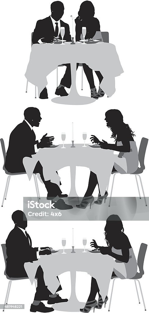 Молодая пара на ужин стол - Векторная графика Алкоголь - напиток роялти-фри