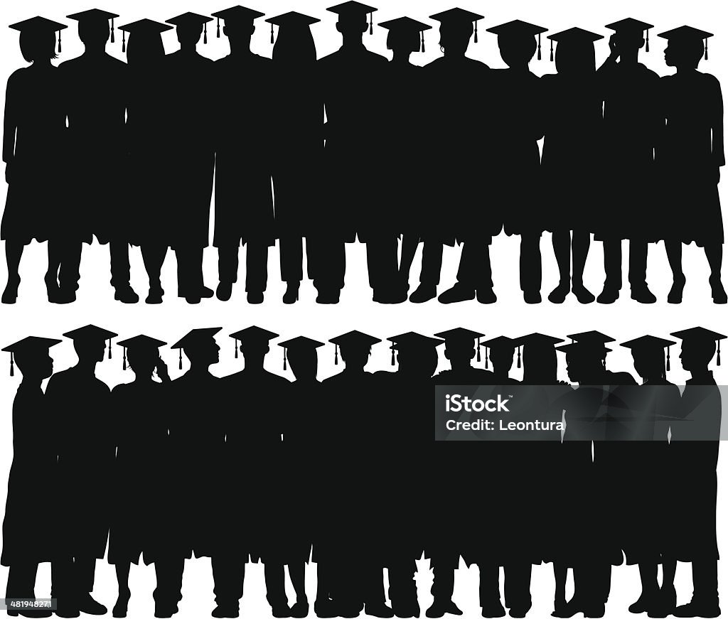 Absolwent tłum (29 ludzie są ruchome i pełnoporcjowe) - Grafika wektorowa royalty-free (Białe tło)