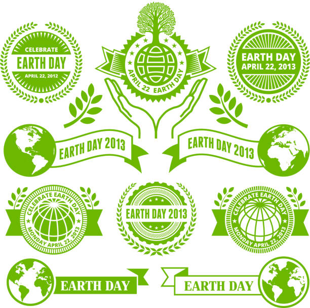 지구의 날 royalty free 벡터 배너, 버튼 및 기호들 - earth day banner placard green stock illustrations