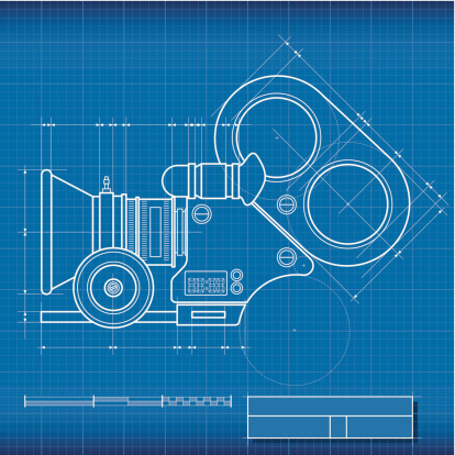 Blueprint Camera Film, made in Adobe Illustrator (vector).