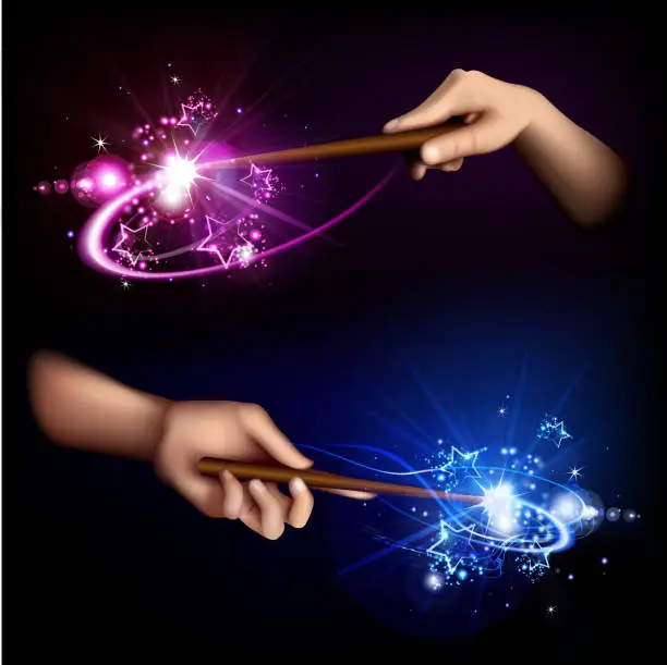 Vector illustration of Magic wand in hand