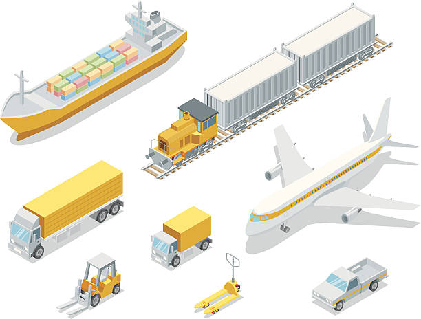 isometric logistyki - packaging freight transportation pallet isometric stock illustrations
