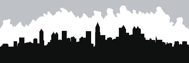 Atlanta Skyline Silhouette Skyline silhouette of the city of Atlanta, Georgia, USA. atlanta skyline stock illustrations